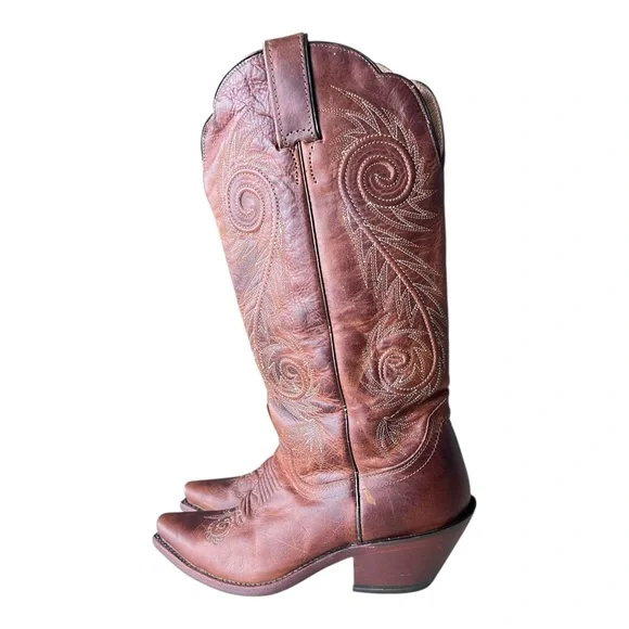 Vintage Justin Damiana L4332 Boots Brown Leather Western Cowgirl Boots Size 6B